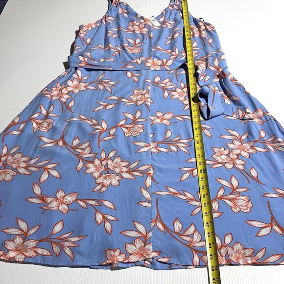Talbots Dress Size 16 WP Petite Sleeveless Tie Belt Blue Floral Hibiscus NWT - Picture 9 of 11